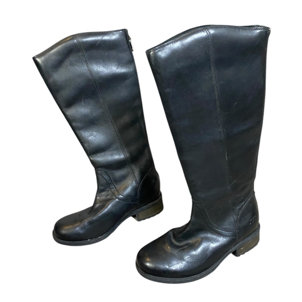 UGG Women's Seldon Riding Boot Black Leather - Picture 3 of 11